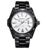 Curren Montre Mécanique Business Homme - Mouvement Quartz Bracelet Acier Inoxydable Argent Blanc