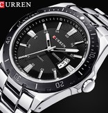 Curren Montre Mécanique Business Homme - Mouvement Quartz Bracelet Acier Inoxydable Argent Noir