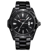 Curren Men's Mechanical Business Watch - Quartz Movement Stainless Steel Strap Wrist Watch Silver Black