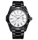 Curren Montre Mécanique Business Homme - Mouvement Quartz Bracelet Acier Inoxydable Argent Noir