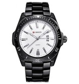 Curren Men's Mechanical Business Watch - Quartz Movement Stainless Steel Strap Wristwatch Black White