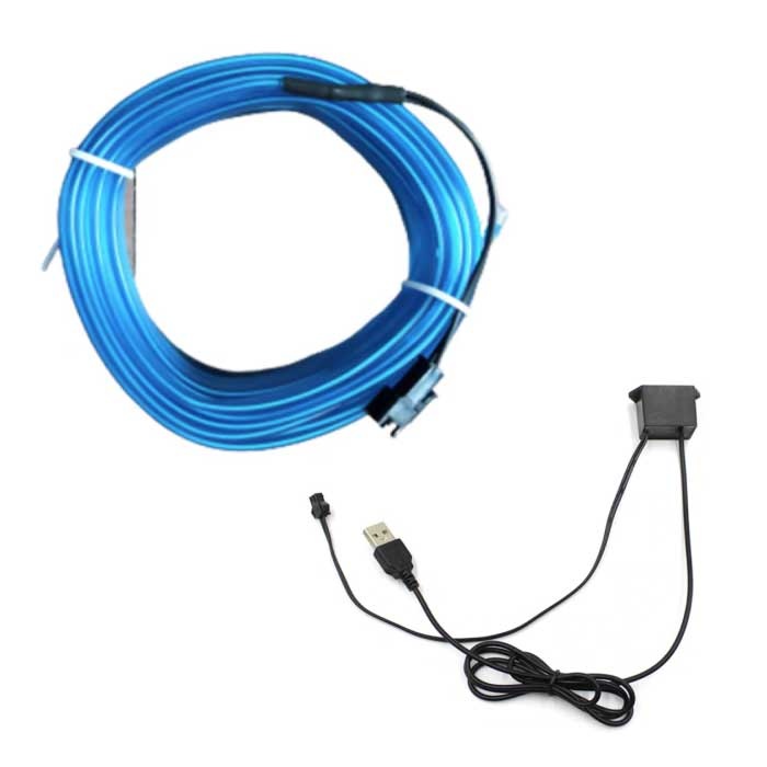 Neon LED-Streifen 3 Meter - Flexibler Beleuchtungsschlauch mit USB-Adapter Wasserdicht Blau