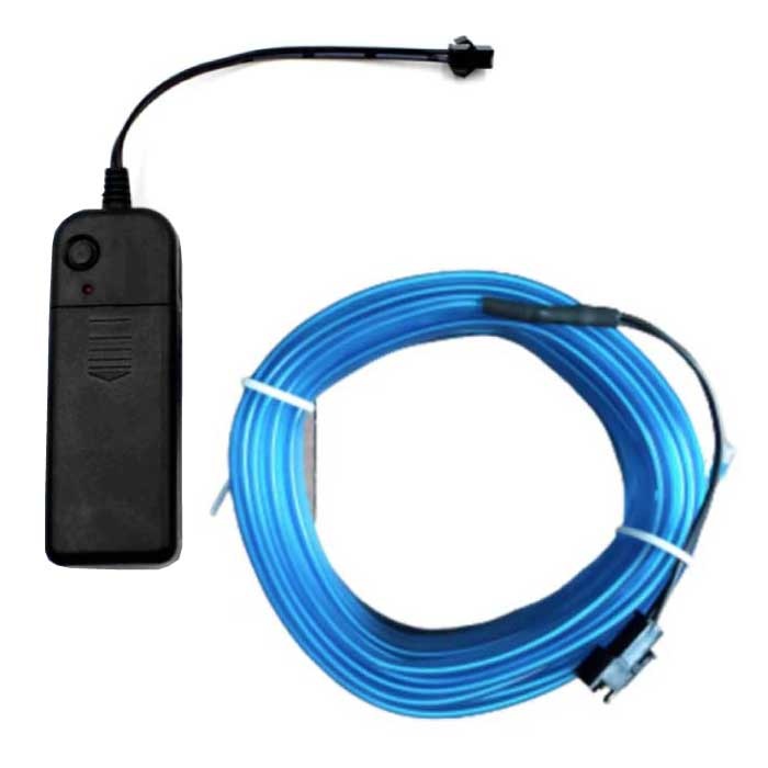 Neon-LED-Streifen 3 Meter – Flexibler Beleuchtungsschlauch mit AA-Batterieadapter, wasserdicht, blau