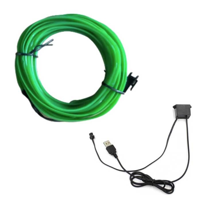 Neon LED Strip 10 Meter - Flexible Lighting Tube with USB Adapter Waterproof Green