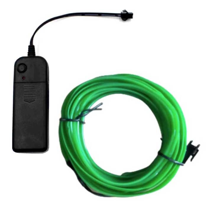 Striscia LED Neon 3 Metri - Tubo Illuminante Flessibile Con Adattatore Batteria AA Impermeabile Verde