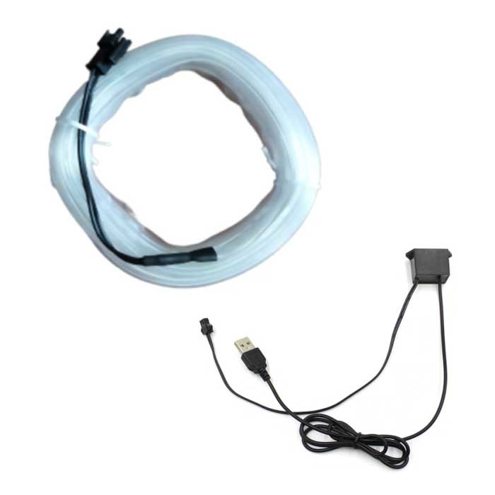 Ruban LED Néon 1 Mètre - Tube Eclairant Flexible avec Adaptateur USB Etanche Bleu Glacé