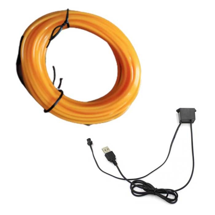 Neon LED Strip 3 Meter - Flexible Lighting Tube with USB Adapter Waterproof Orange