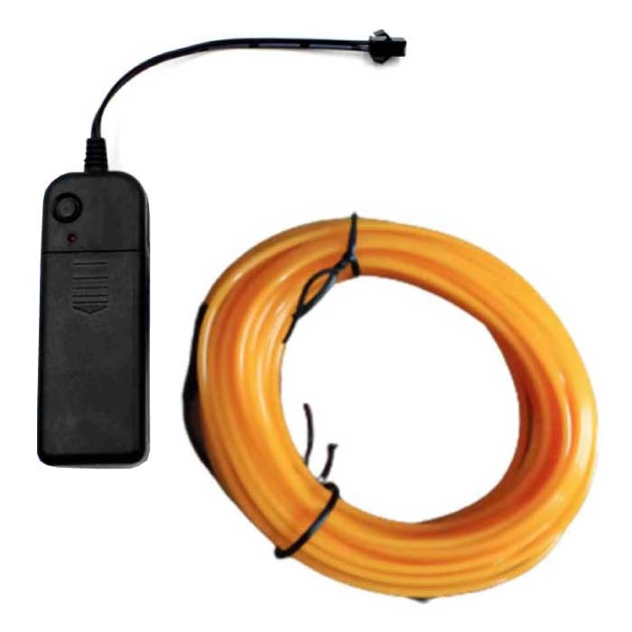 Bande LED Néon 5 Mètres - Tube Eclairage Flexible avec Adaptateur Pile AA Etanche Orange