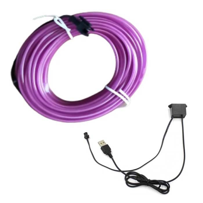 Neon LED-Streifen 5 Meter - Flexibler Beleuchtungsschlauch mit USB-Adapter Wasserdicht Lila