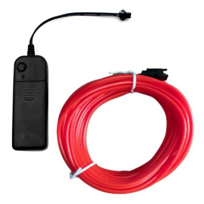 Neon-LED-Streifen 5 Meter – Flexibler Beleuchtungsschlauch mit AA-Batterieadapter, wasserdicht, rot