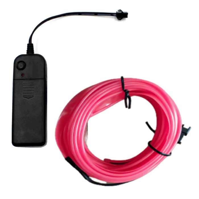 Neon-LED-Streifen 3 Meter – Flexibler Beleuchtungsschlauch mit AA-Batterieadapter, wasserdicht, Pink