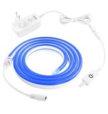TSLEEN Bande LED Néon 2 Mètres - Tube Eclairage Flexible avec Adaptateur Prise 12V et Interrupteur Marche/Arrêt Etanche Bleu