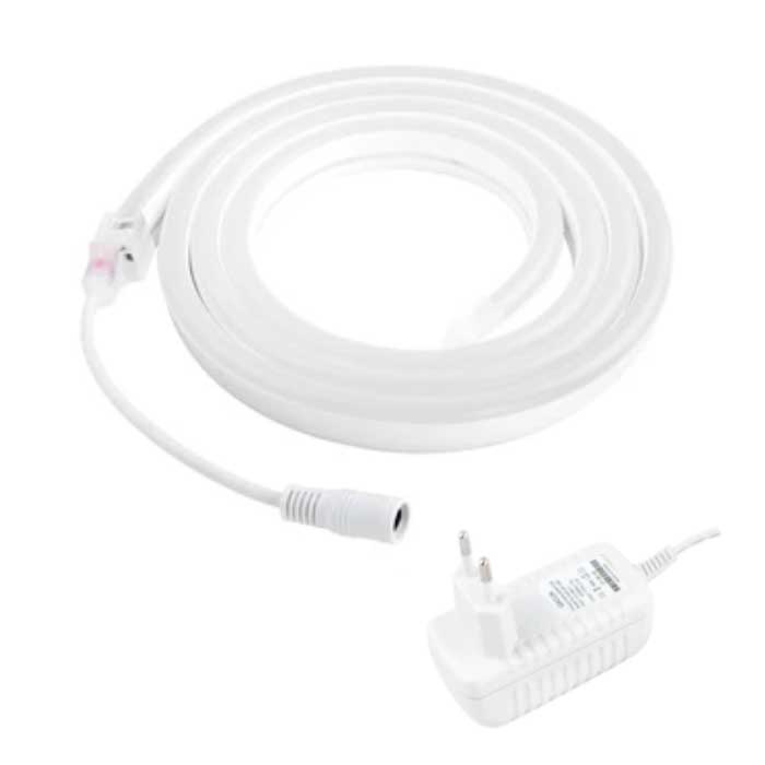 Bande LED Néon 3 Mètres - Tube Eclairage Flexible avec Adaptateur Prise 12V Étanche Blanc