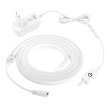 TSLEEN Bande LED Néon 5 Mètres - Tube Eclairage Flexible avec Adaptateur Prise 12V et Interrupteur Marche/Arrêt Étanche Blanc