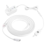 TSLEEN Ruban LED Néon 1 Mètre - Tube Eclairage Flexible avec Adaptateur Prise 12V et Interrupteur Marche/Arrêt Etanche Blanc