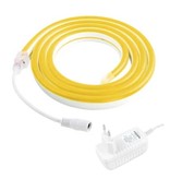 TSLEEN Bande LED Néon 5 Mètres - Tube Eclairage Flexible avec Adaptateur Prise 12V Etanche Jaune