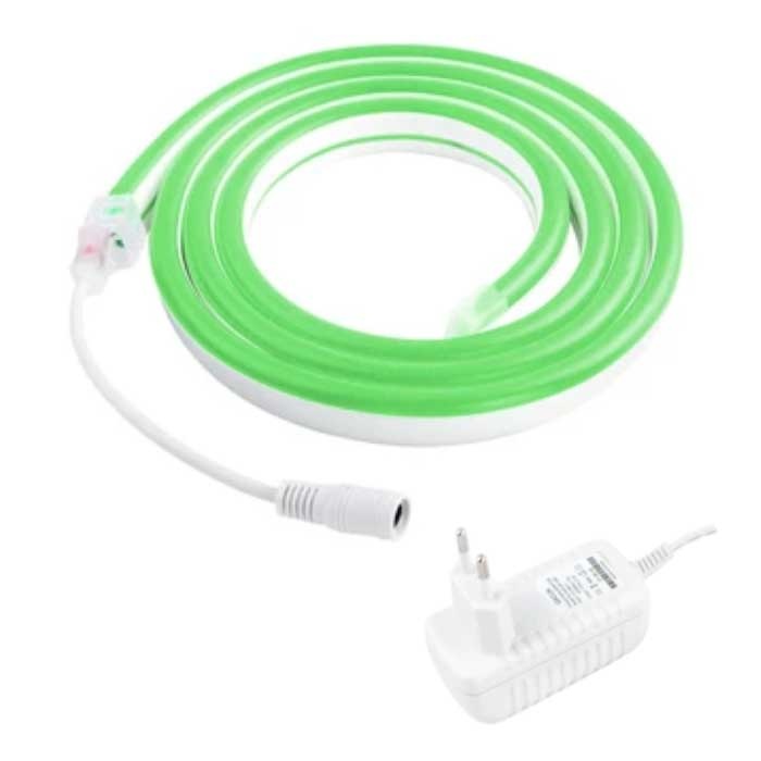 Neon LED Strip 5 Meter - Flexible Lighting Tube with Plug Adapter 12V Waterproof Green