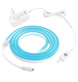 TSLEEN Neon LED Strip 5 Meter - Flexibele Verlichting Tube met Stekker Adapter 12V en Aan/Uit-Schakelaar Waterdicht Ijsblauw