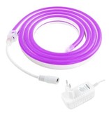 TSLEEN Neon LED Strip 3 Meter - Flexible Lighting Tube with Plug Adapter 12V Waterproof Purple