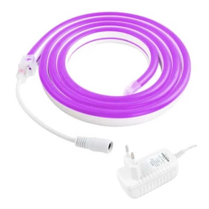 Neon LED Strip 3 Meter - Flexible Lighting Tube with Plug Adapter 12V Waterproof Purple