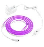 TSLEEN Neon LED Strip 5 Meter - Flexible Lighting Tube with Plug Adapter 12V and On/Off Switch Waterproof Purple