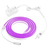 TSLEEN Neon LED Strip 1 Meter - Flexible Lighting Tube with Plug Adapter 12V and On/Off Switch Waterproof Purple