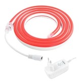 TSLEEN Neon LED Strip 4 Meter - Flexible Lighting Tube with Plug Adapter 12V Waterproof Red