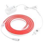 TSLEEN Bande LED Néon 5 Mètres - Tube Eclairage Flexible avec Adaptateur Prise 12V et Interrupteur Marche/Arrêt Etanche Rouge