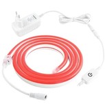 TSLEEN Neon LED Strip 5 Meter - Flexible Lighting Tube with Plug Adapter 12V and On/Off Switch Waterproof Red