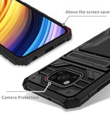 LUCKBY Xiaomi Redmi Note 10 5G - Armor Card Slot Case with Kickstand - Wallet Cover Case Black