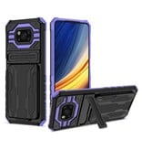 LUCKBY Xiaomi Poco X3 - Armor Card Slot Case with Kickstand - Wallet Cover Case Violet