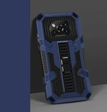 Stuff Certified® Xiaomi Poco X3 - Armor Case z podpórką i Pop Grip - Pokrowiec ochronny niebieski