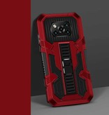 Stuff Certified® Xiaomi Poco X3 - Custodia Armor con Cavalletto e Pop Grip - Cover Protettiva Rossa