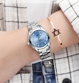 CHENXI Reloj de lujo para mujer - Reloj resistente al agua con diamantes de imitación Pulsera de acero inoxidable Rosa