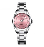 CHENXI Luxe Horloge voor Dames - Waterdicht Stras Horloge Roestvrij Stalen Armband Roze