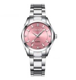 CHENXI Reloj de lujo para mujer - Reloj resistente al agua con diamantes de imitación Pulsera de acero inoxidable Rosa