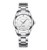 CHENXI Luksusowy zegarek dla kobiet - Wodoodporny zegarek z kryształu górskiego Bransoletka ze stali nierdzewnej Biała