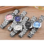 CHENXI Luksusowy zegarek dla kobiet - wodoodporny zegarek z kryształu górskiego, bransoleta ze stali nierdzewnej, niebieska