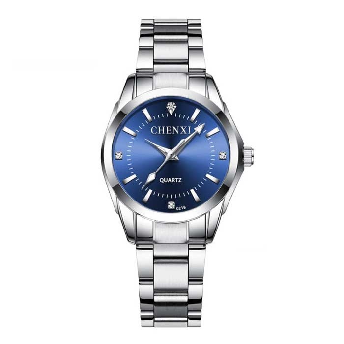 Luxe Horloge voor Dames - Waterdicht Stras Horloge Roestvrij Stalen Armband Blauw