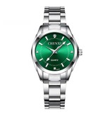 CHENXI Montre de Luxe Femme - Montre Strass Etanche Bracelet Acier Inoxydable Vert