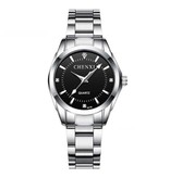 CHENXI Reloj de lujo para mujer - Reloj resistente al agua con diamantes de imitación Pulsera de acero inoxidable Negro