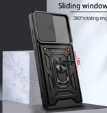 Huikai Samsung Galaxy S22 Ultra - Armor Hoesje met Kickstand en Camera Bescherming - Pop Grip Cover Case Rood