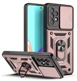 Huikai Samsung Galaxy A71 - Armor Case mit Kickstand und Kameraschutz - Pop Grip Cover Case Pink