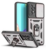 Huikai Samsung Galaxy S20 FE - Pancerne etui z podpórką i ochroną aparatu - Etui Pop Grip Cover Silver