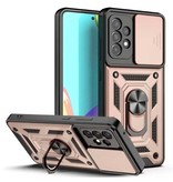 Huikai Samsung Galaxy A32 - Armor Case con función atril y protección de la cámara - Pop Grip Cover Case Gold