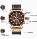 Curren Luksusowy zegarek dla mężczyzn ze skórzanym paskiem - kwarcowy sportowy chronograf na rękę brązowy