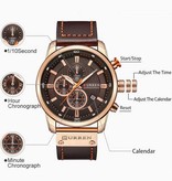 Curren Luxury Watch for Men with Leather Strap - Quartz Sport Chronograph Wristwatch Brown