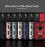 Keysion Xiaomi Redmi Note 10T - Armor Case with Kickstand and Camera Protection - Pop Grip Cover Case Red