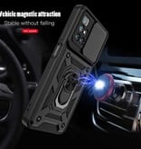 Keysion Xiaomi Poco M3 - Custodia Armor con Cavalletto e Protezione Fotocamera - Custodia Pop Grip Cover Blu