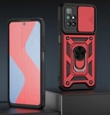 Keysion Xiaomi Poco X3 Pro - Custodia Armor con Cavalletto e Protezione Fotocamera - Custodia Pop Grip Cover Rossa